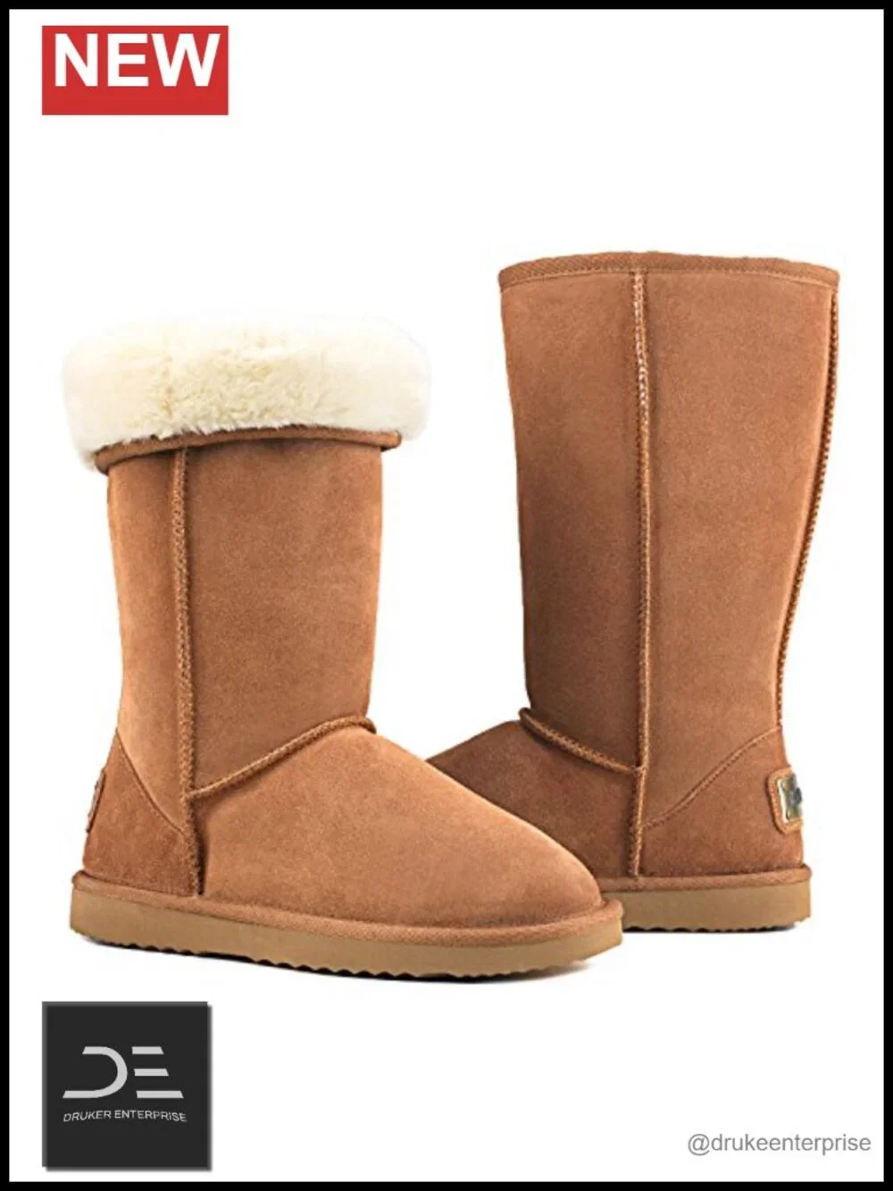 Genuine Suede Women's Waterproof Mid-Calf Snow Boots Faux Fur Winter